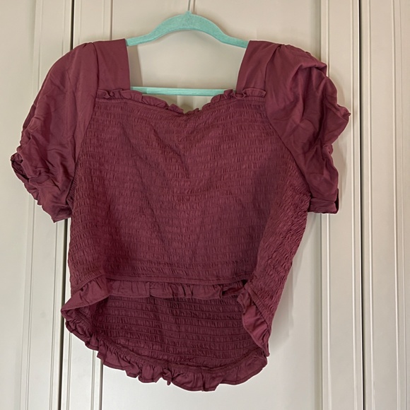 Torrid Stretch Challis Smocked Puff Sleeve Crop Top Size 2X NWT - Picture 3 of 4